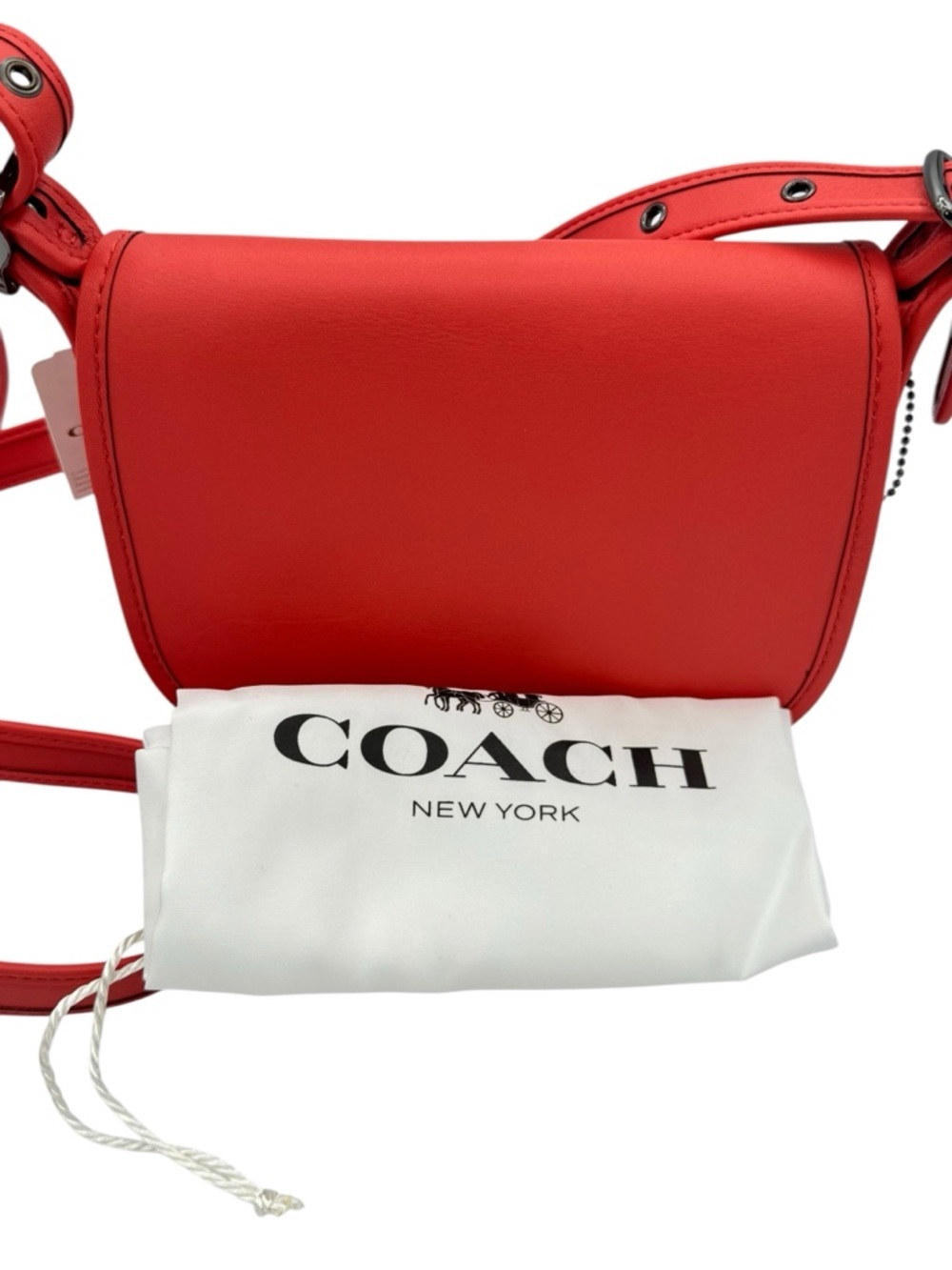 NEW Coach Saddle Bag Glovetanned Leather Deep Coral - Picture 3 of 11